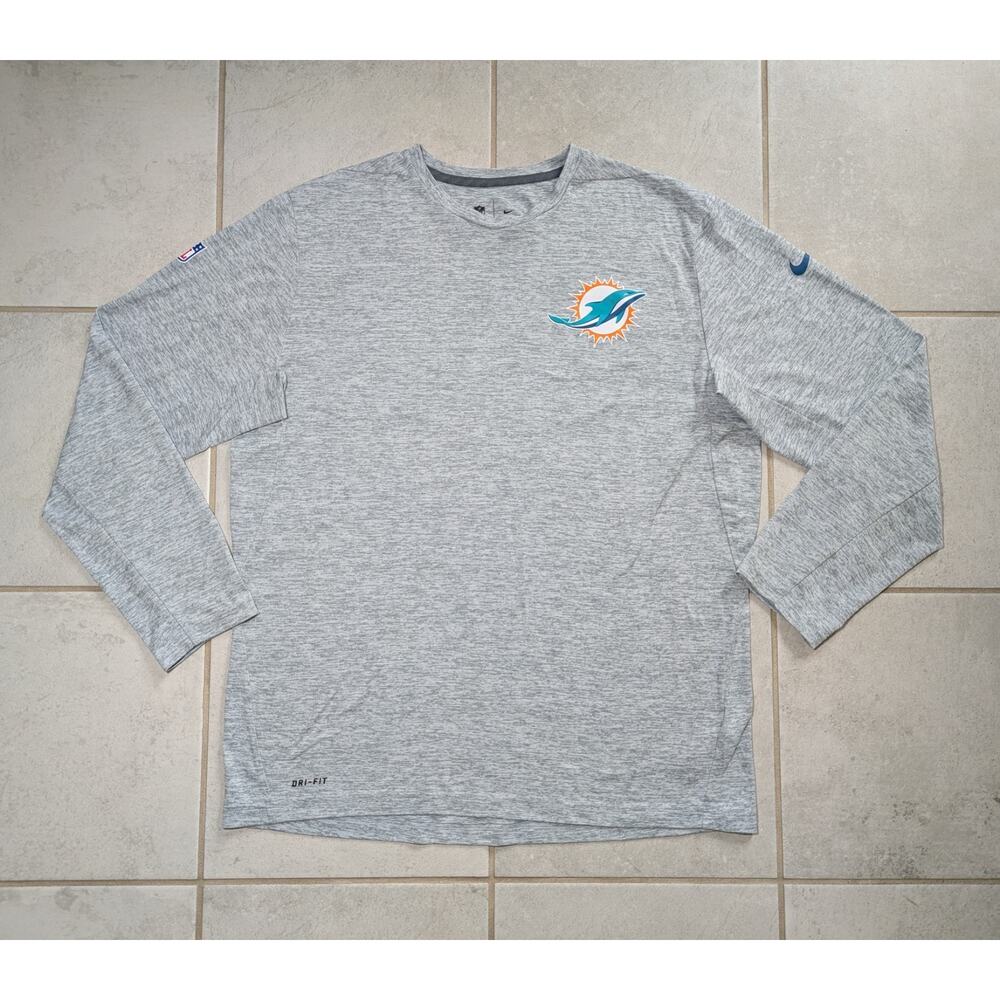 Nike Men's XL Miami Dolphins NFL On-Field Player Issue Long-Sleeve Shirt Grey